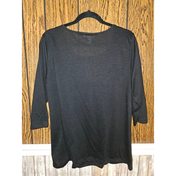 Women's Christopher & Banks Long Sleeve Tee XL Black White Graphic - Picture 4 of 5